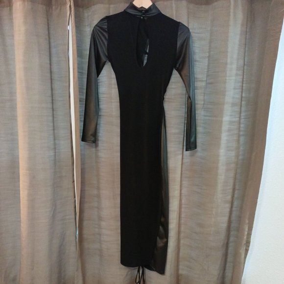 Women's Inc USA Black Sexy Cutout Lace Up Long Sleeve Maxi Dress Size Small - Picture 6 of 8